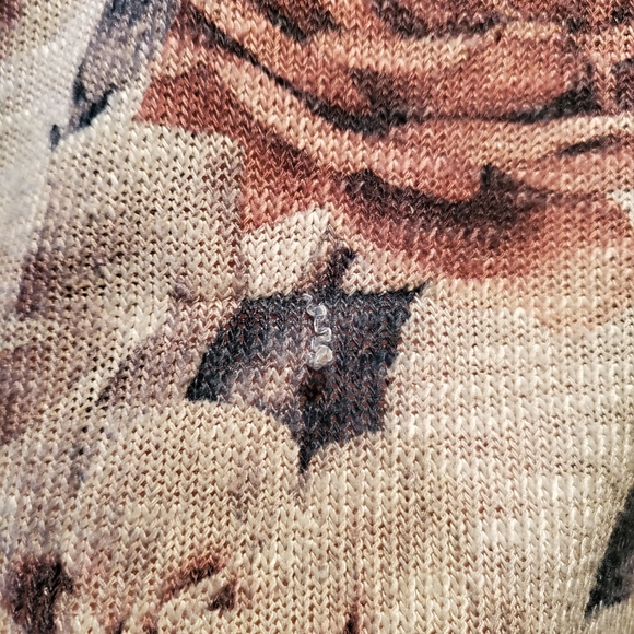 Gaze USA light knit beige multicolour floral crew neck long sleeve sweater - Picture 6 of 6